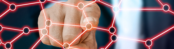 Finger zeigt auf Netzwerk Finger zeigt auf Netzwerk